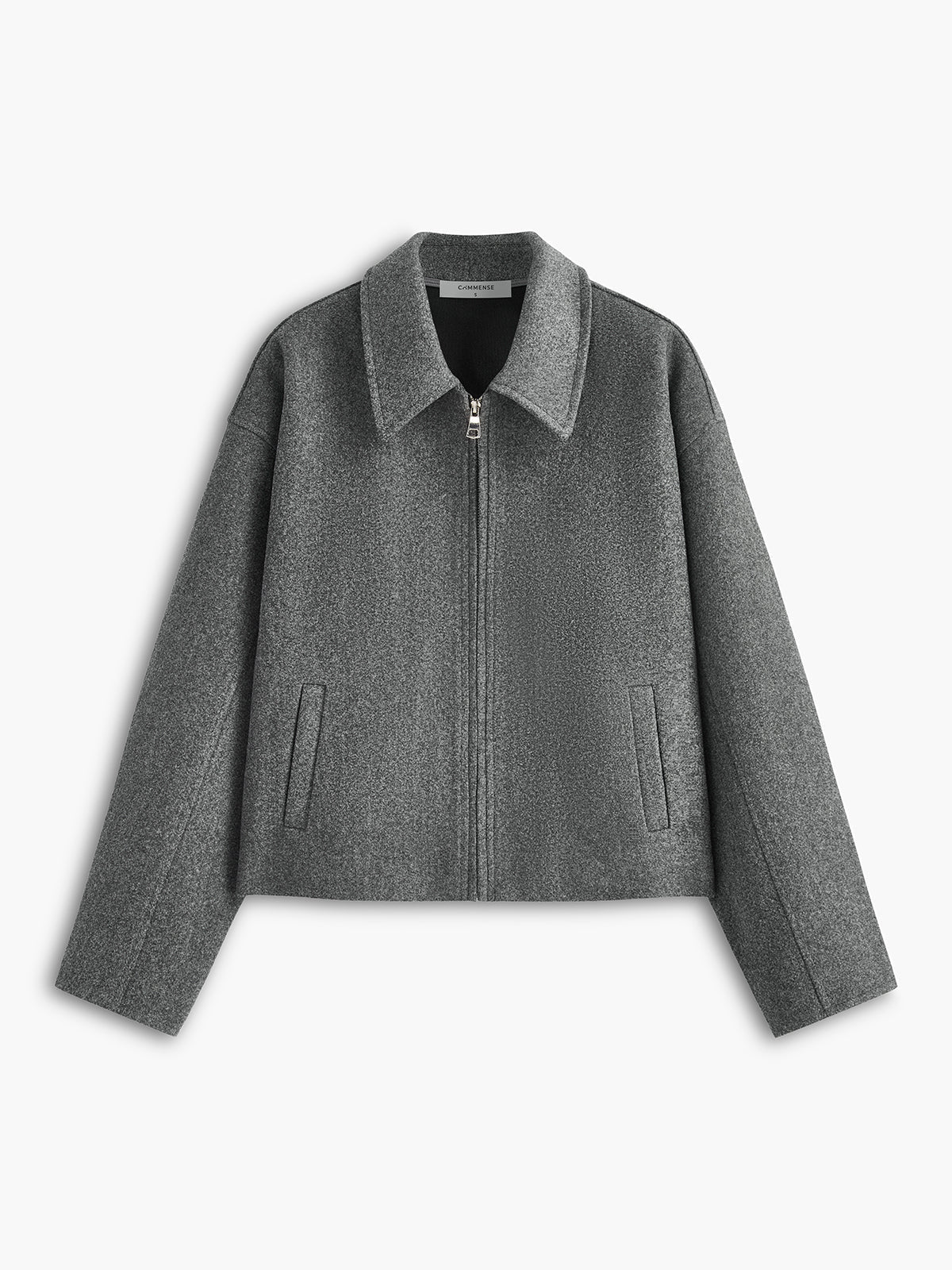 Düz Fermuarlı Tweed Ceket