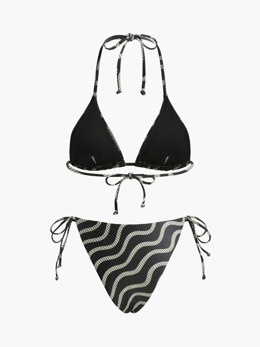 Dalga Desenli Üçgen Bikini Takımı