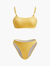 Dokulu Yuvarlak Yaka Bikini Takımı