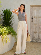 Gingham Halter Wrap Üst