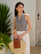 Gingham Halter Wrap Üst