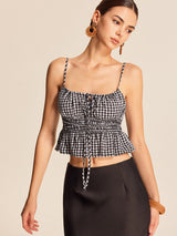 Fırfırlı Peplum Pötikareli Atlet Üst