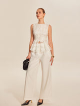 Yarı Şeffaf Geometrik Peplum Üst