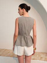 Pötikareli Önden Bağlamalı Peplum Üst