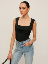 Kare Yakalı Dar Tank Top