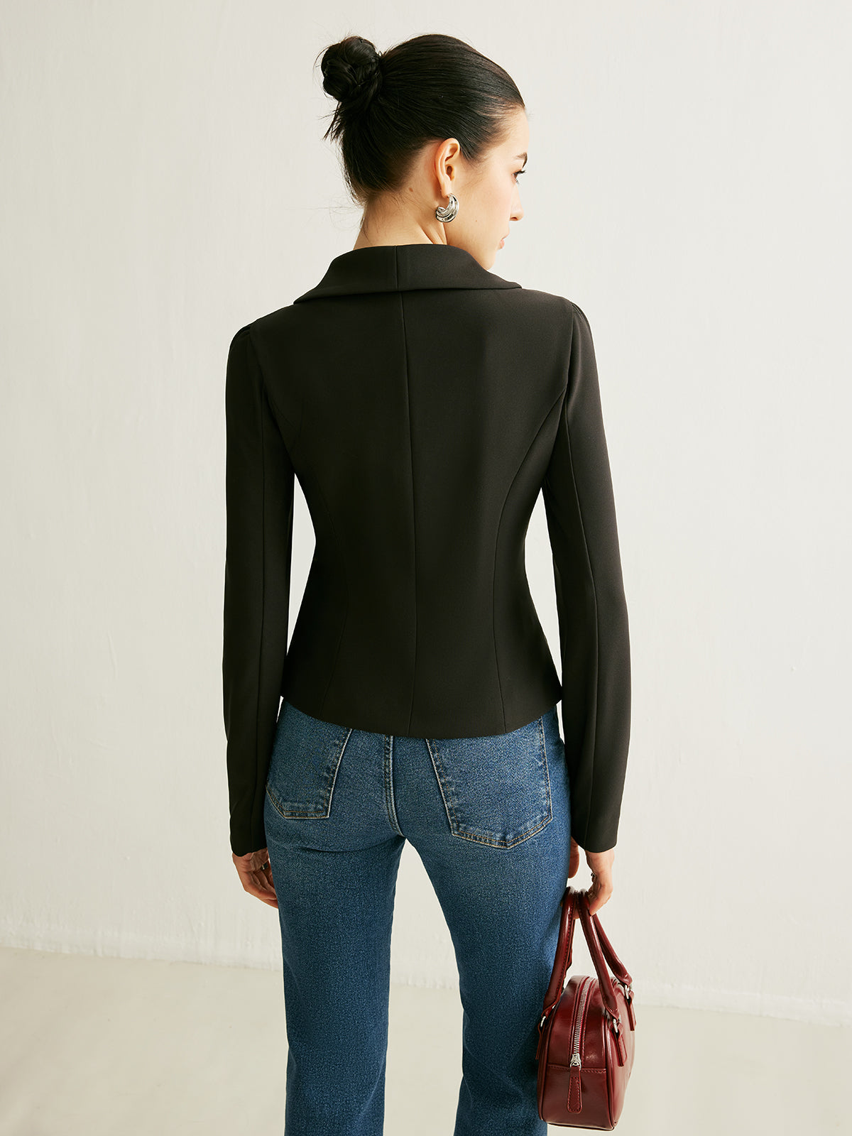 V Yaka Önü Bağlamalı Blazer