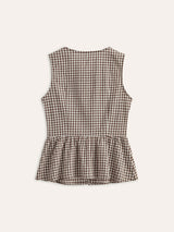 Pötikareli Önden Bağlamalı Peplum Üst