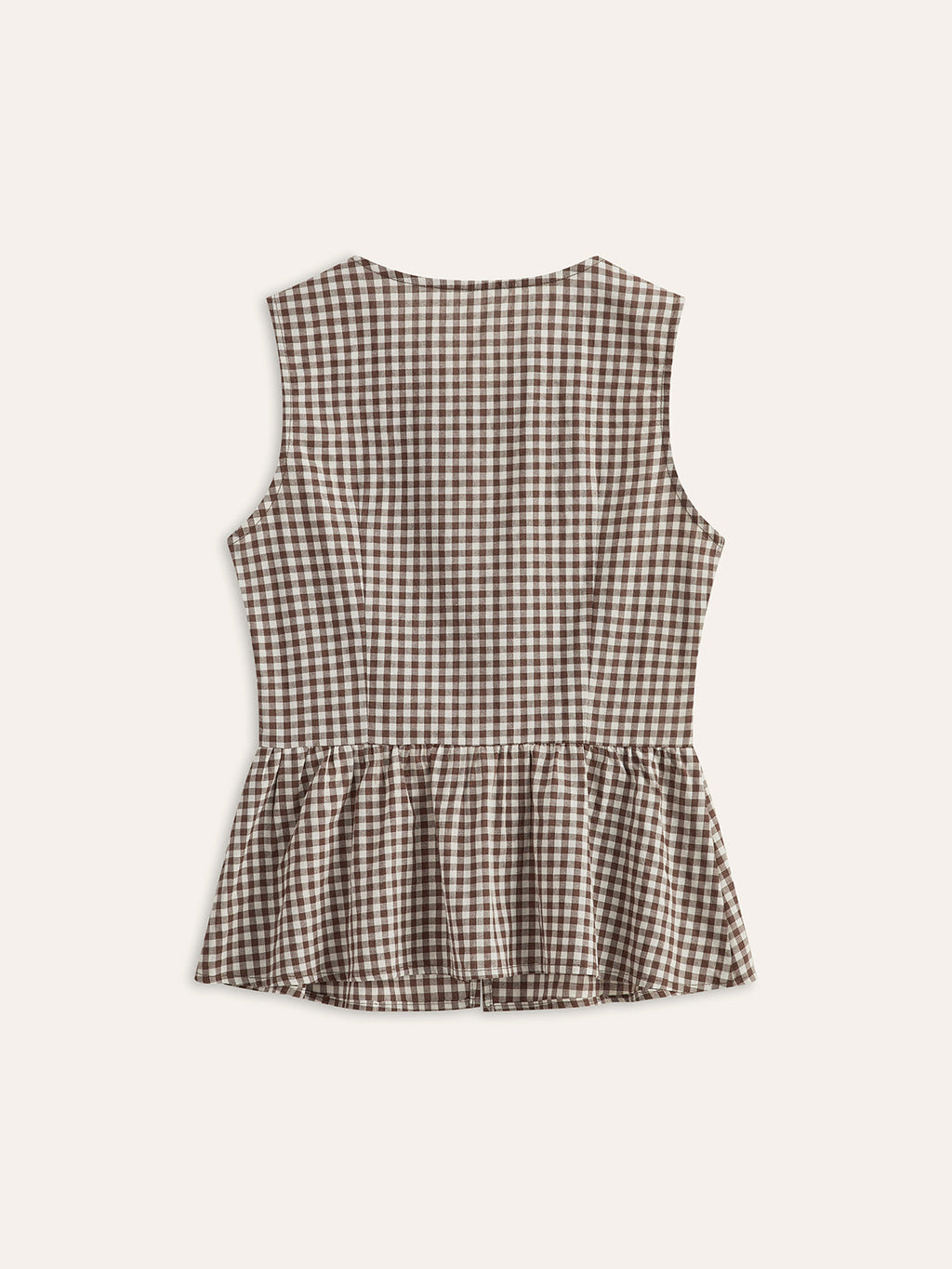 Gingham Önden Bağlamalı Peplum Üst