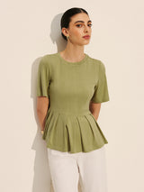 Pileli Peplum Kaburga Üst