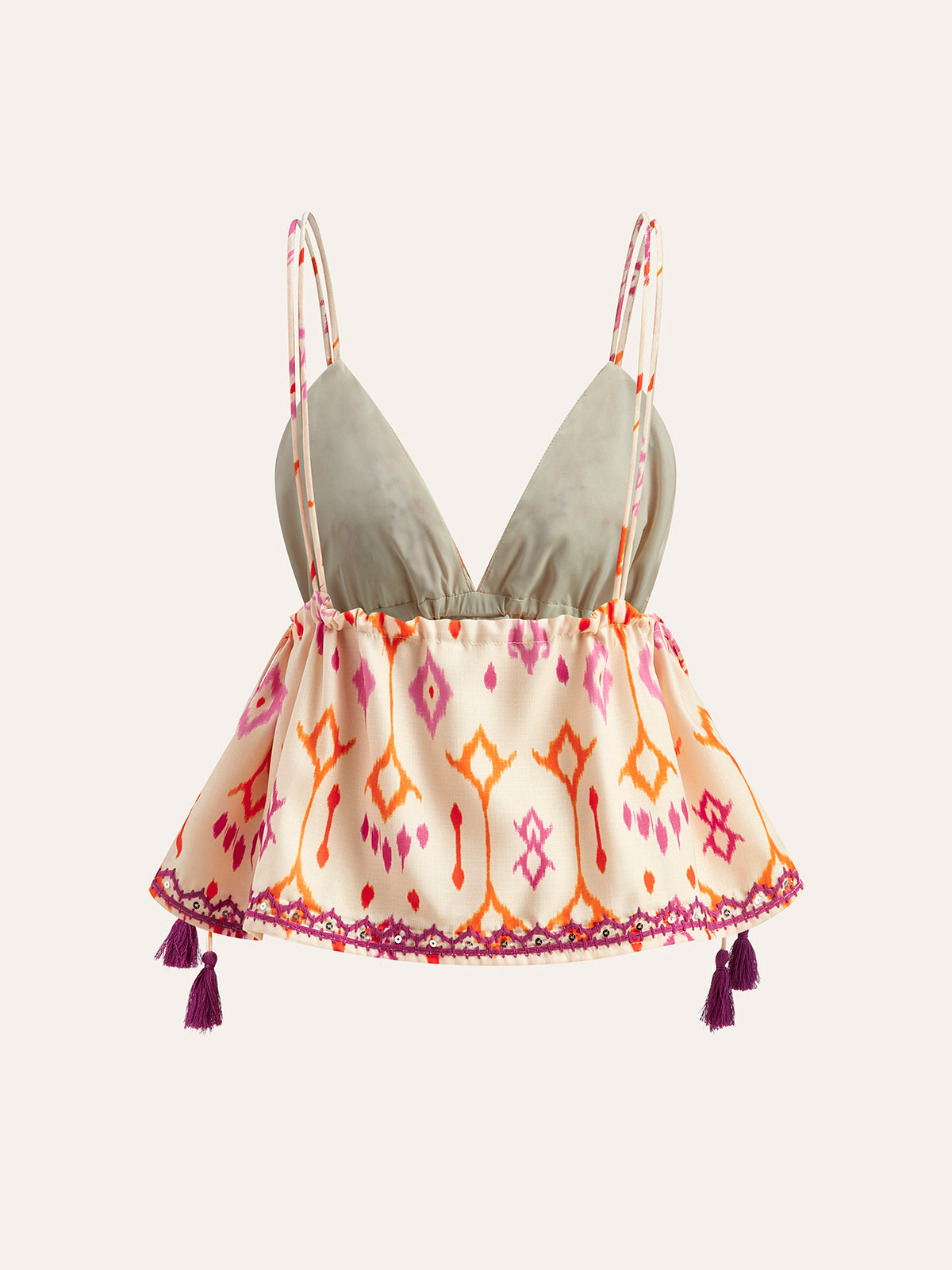 İşlemeli Boho Püsküllü Bağcıklı Atlet Üst