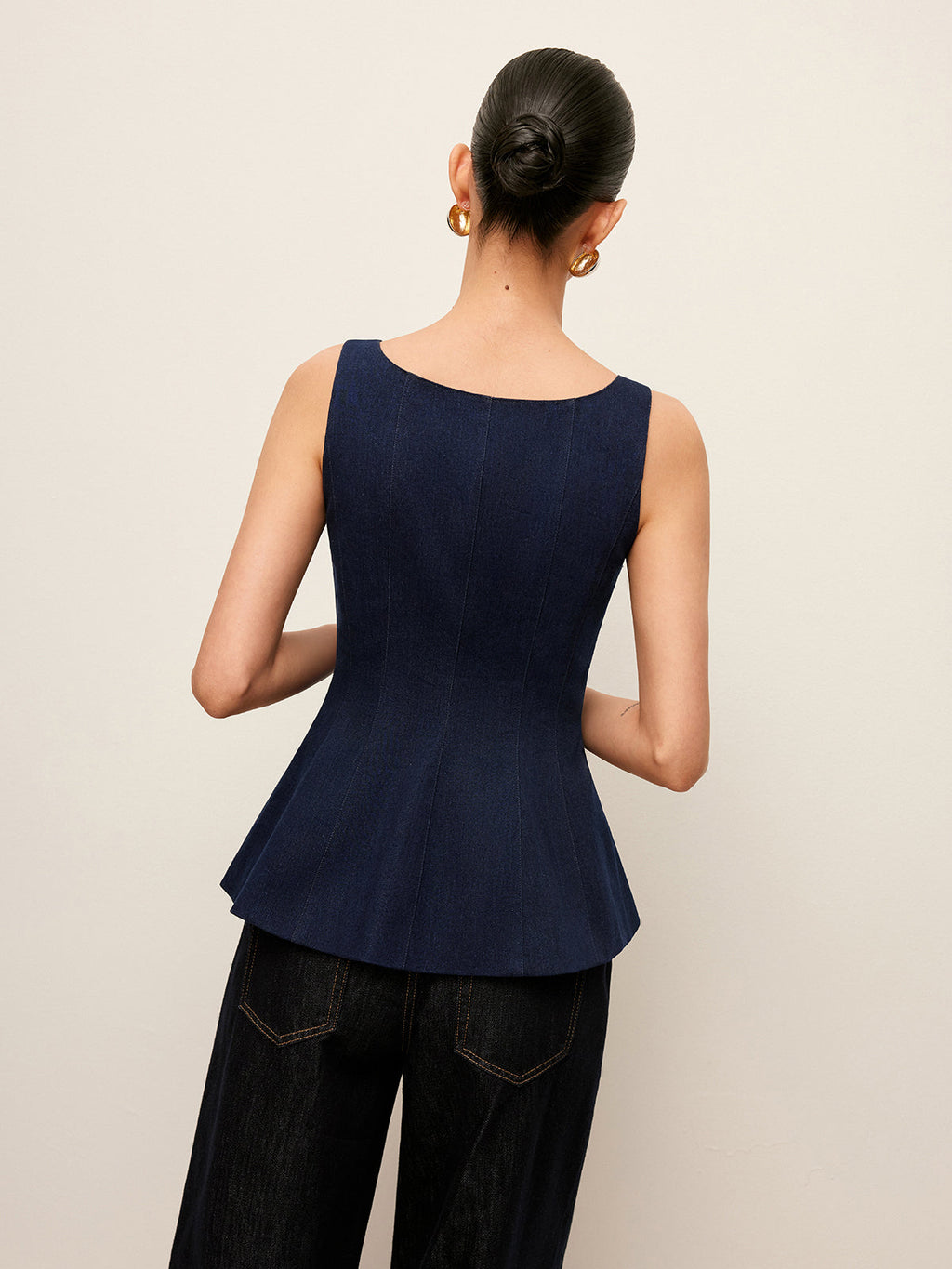 Fermuarlı Ön Kot Peplum Üst