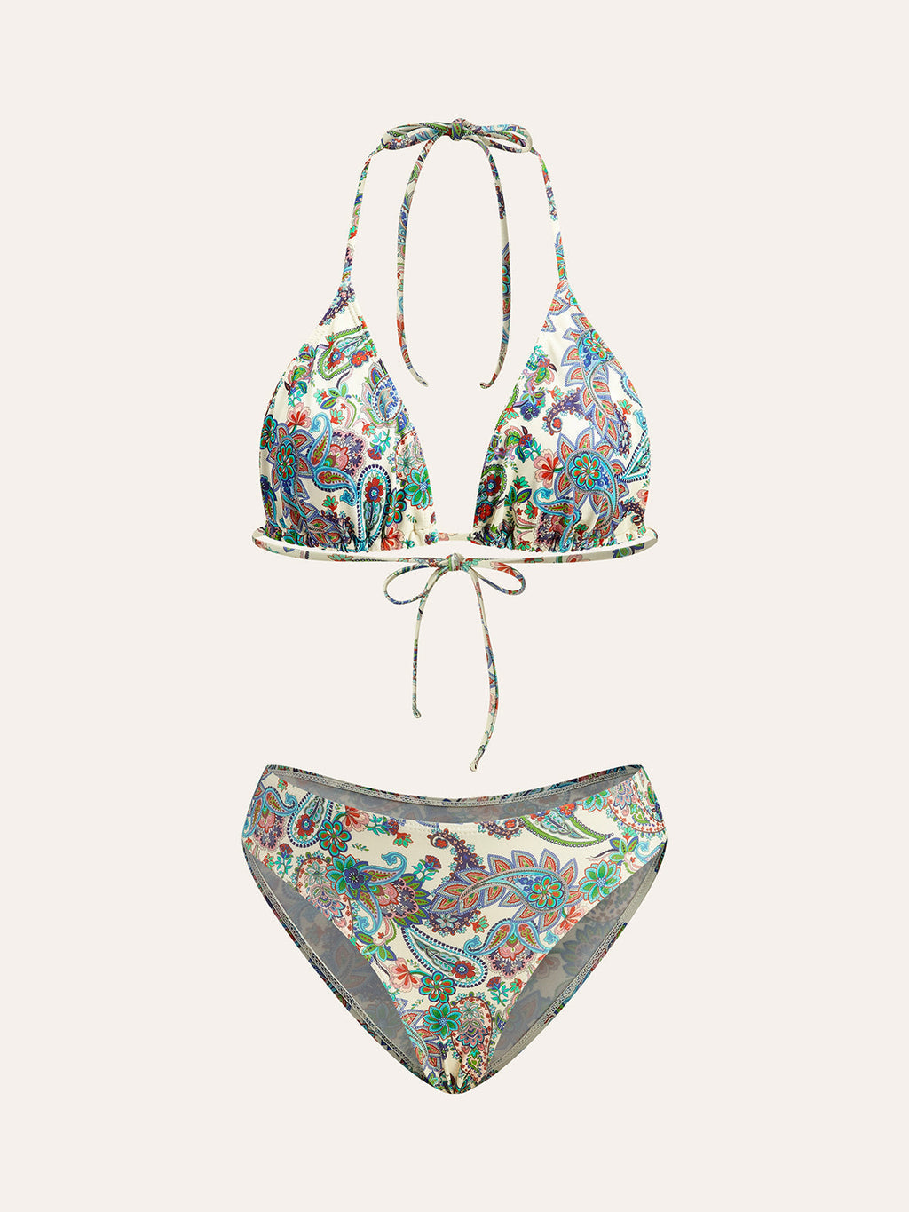 Paisley Desenli Arkası Bağlamalı Bikini Takımı