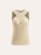 Boyundan Bağlamalı Çapraz Yakalı Tank Top