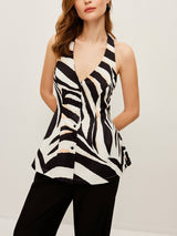 Zebra Desenli Askılı Üst