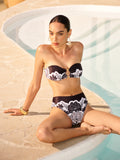 Çiçek Desenli Bandeau Bikini Üstü Ve Sırt Bağcığı