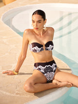 Çiçek Desenli Bandeau Bikini Üstü Ve Sırt Bağcığı