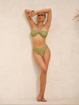 Halter Bağcıklı Retro Baskılı Bikini Üstü
