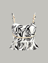 Çiçek Desenli Peplum Üst Ve Şort Takımı