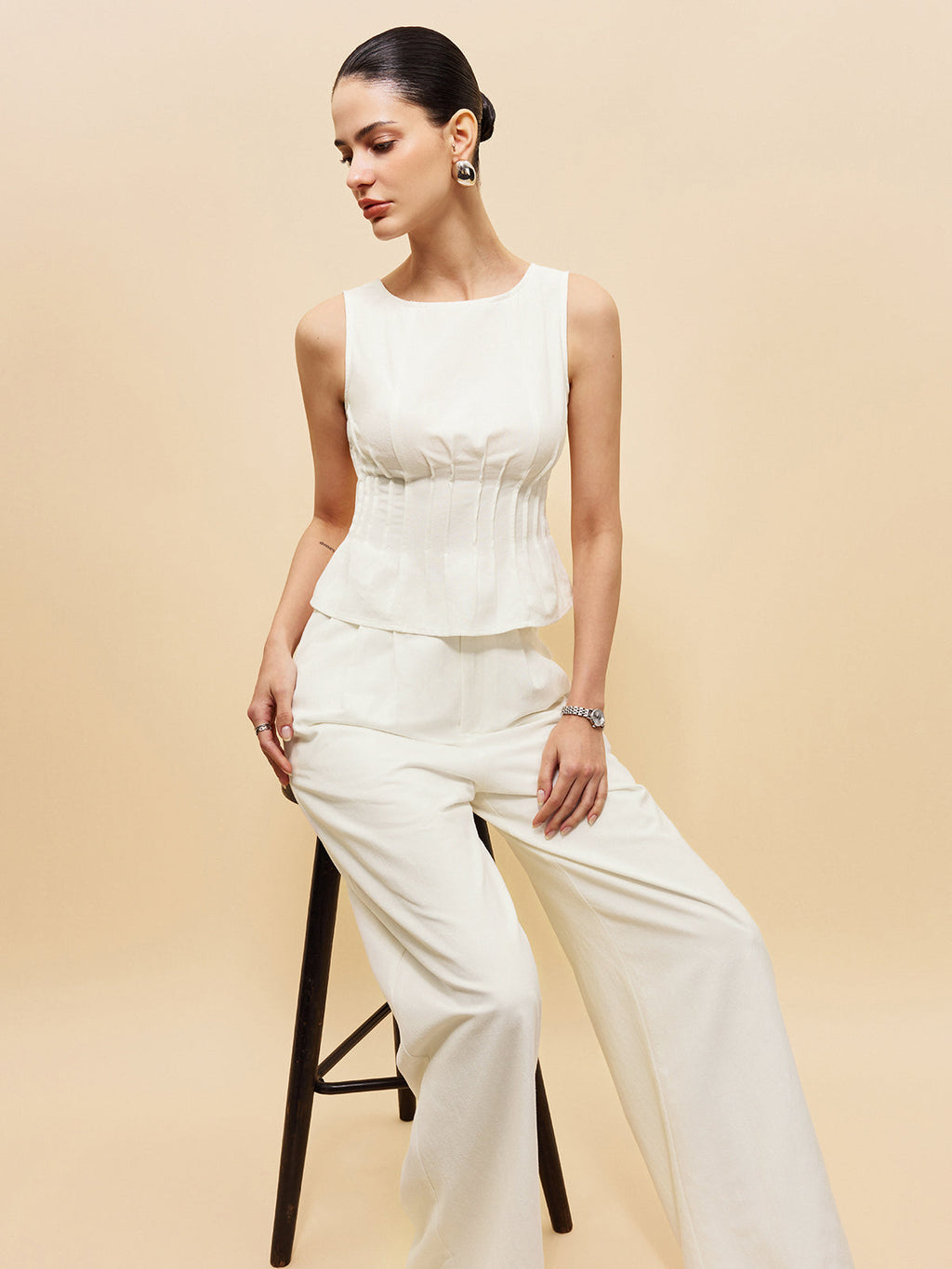 Peplum Üst Ve Geniş Paça Pantolon Takımı