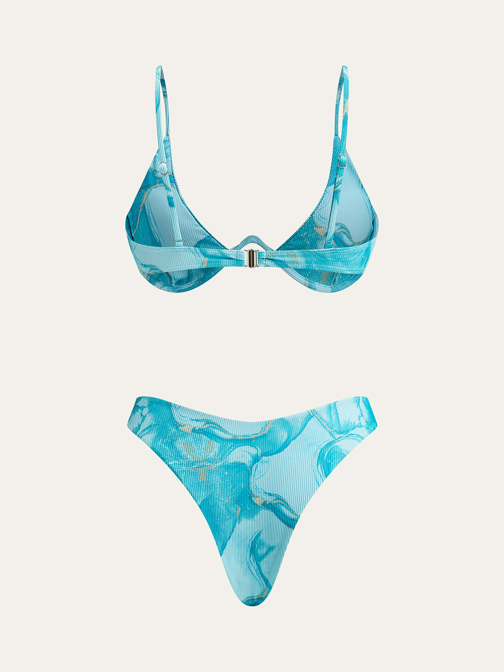 Mermer Desenli Bikini Takımı Ve Etekli