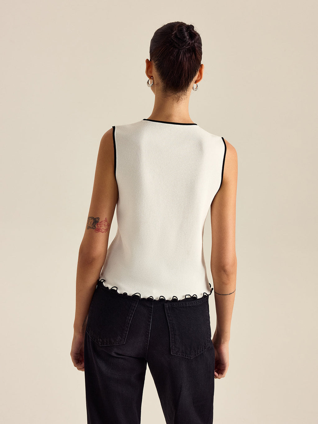 Kontrast Desenli Tank Top