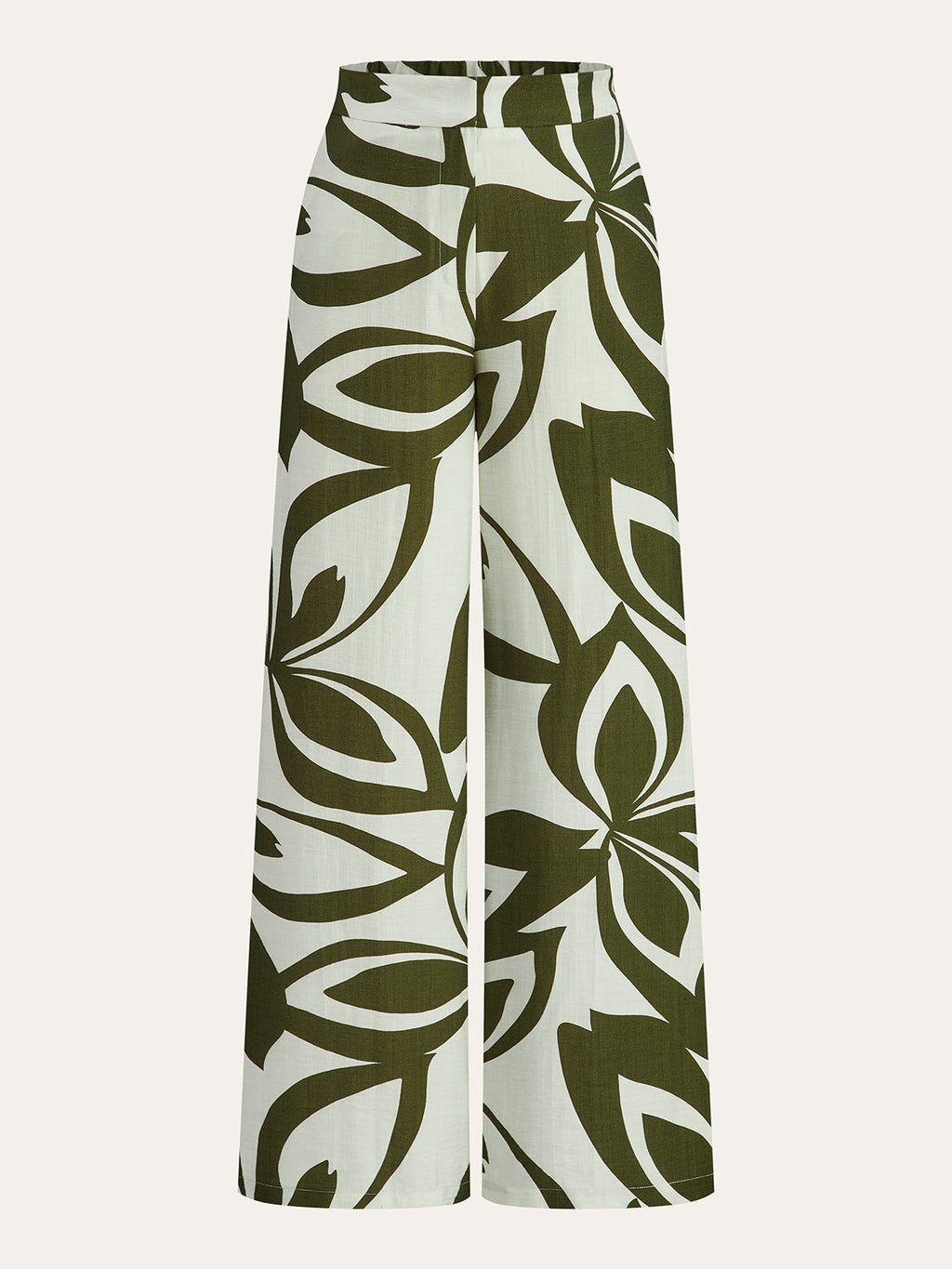 Çiçek Desenli Geniş Paça Pantolon