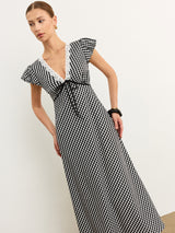 Gingham Dantelli Midi Elbise
