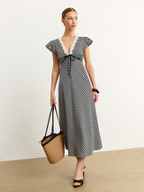 Gingham Dantelli Midi Elbise