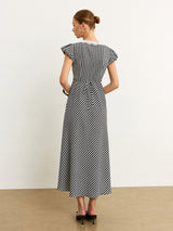 Gingham Dantelli Midi Elbise