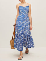 Pamuklu İşlemeli Askılı Elbise