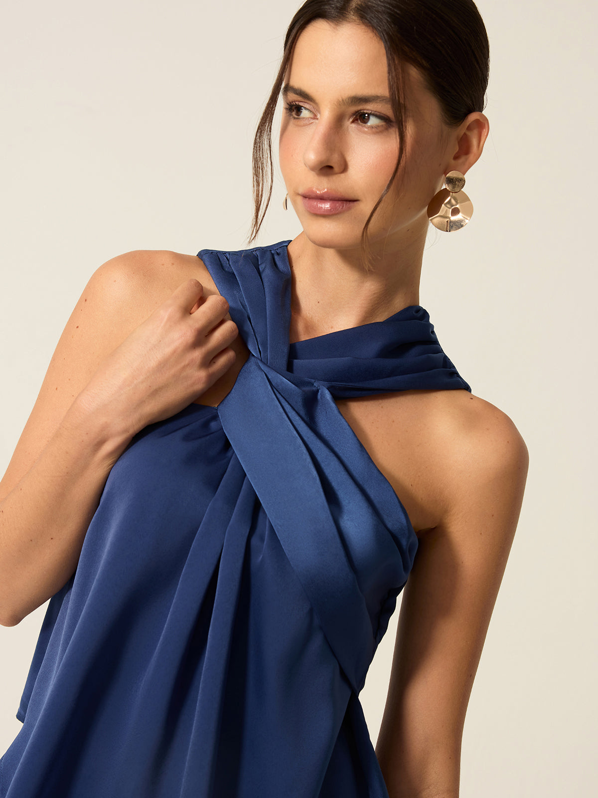 Saten Büküm Ön Tank Top