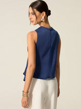 Saten Büküm Ön Tank Top