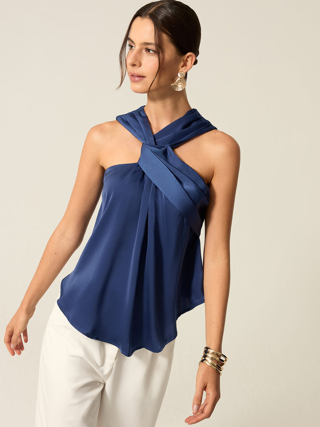 Saten Büküm Ön Tank Top