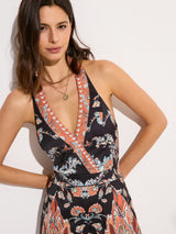 Paisley Baskılı Askılı Tulum