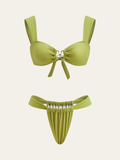 Bağlamalı Metal Dekorlu Bikini Takımı