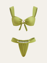 Bağlamalı Metal Dekorlu Bikini Takımı
