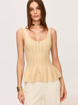 Fermuarlı Ön Peplum Örgü Üst