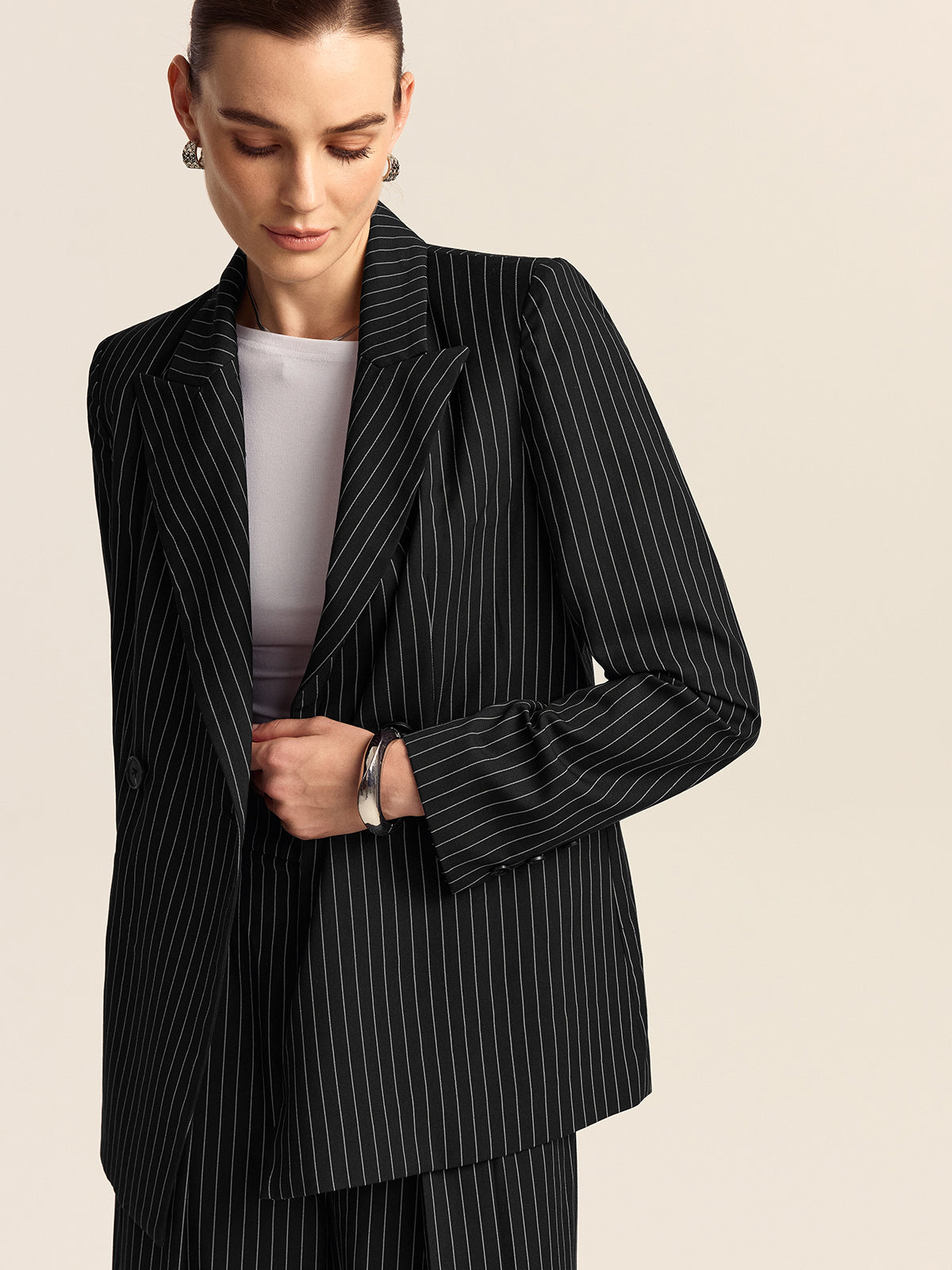 Çizgili Kruvaze Blazer