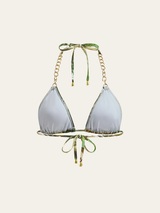 Baskılı Zincir Askılı Üçgen Bikini Üstü