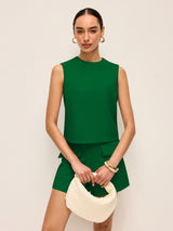 Minimalist Sırt Düğmeli Kolsuz Şort Takımı