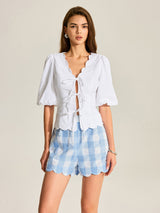Gingham Taraklı Paça Şort