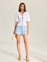 Gingham Taraklı Paça Şort
