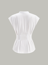 Mandarin Yaka Kısa Kollu Peplum Gömlek
