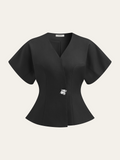 V Yaka Peplum Üst