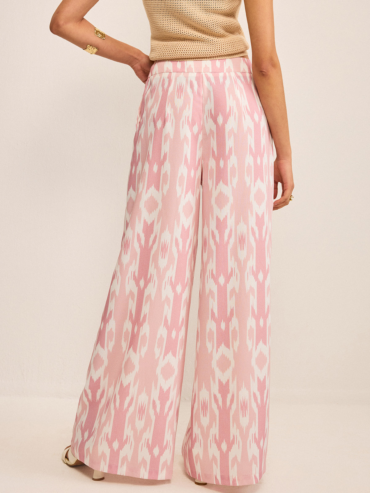Boho Keten Görünümlü Geniş Paça Pantolon