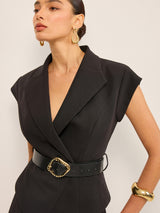 Metal Tokalı Kemerli Peplum Yelek