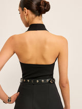 Halter Yaka Sırtı Açık Kolsuz Üst