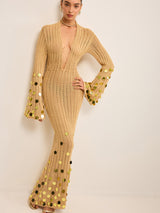 Payetli Örgü Uzun Elbise
