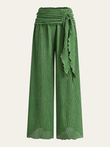 Dokulu Desenli Geniş Paça Pantolon