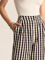 Gingham Geniş Paça Pantolon